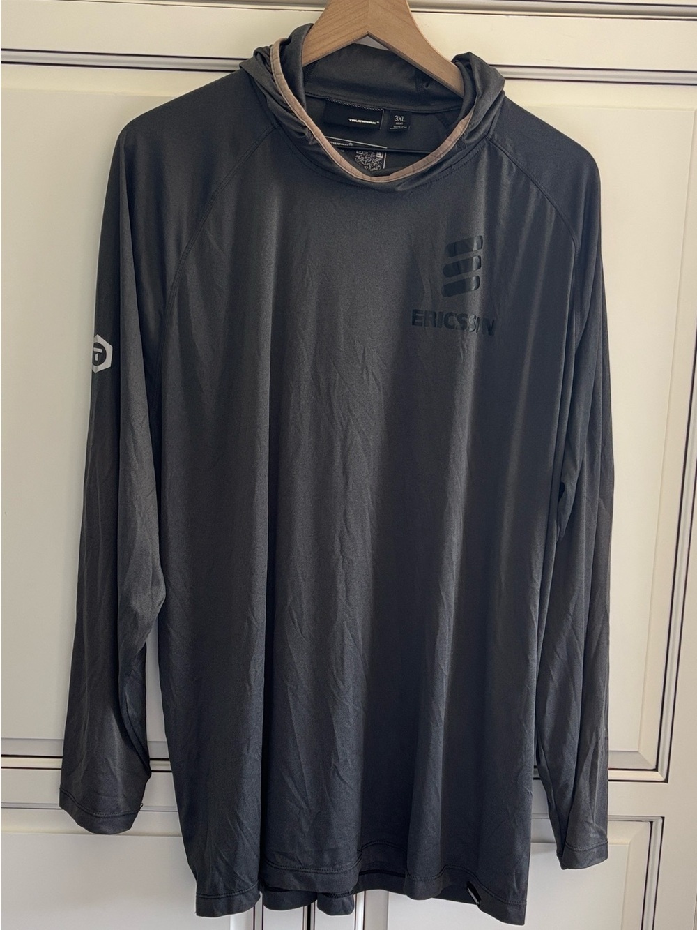 TRUEWERK B1 Sun Hoodie Men's 3XL UPF 50 Work Shirt Lightweight Performance Gray